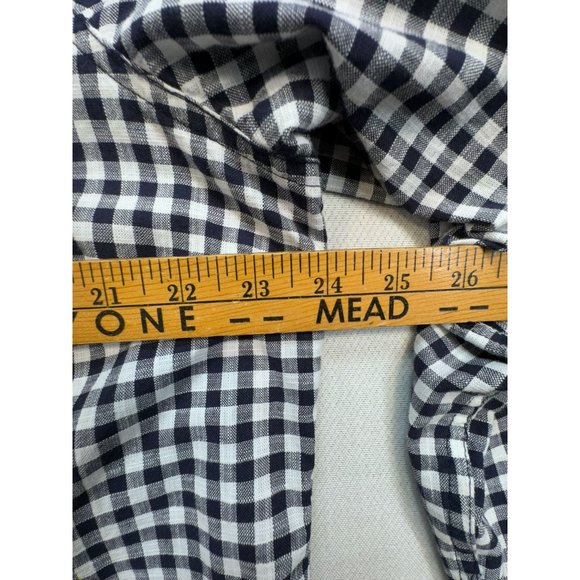 Bit & Bridle Womens Checkered Long Sleeve Button-Up Shirt XL Dary Navy & White C - Picture 8 of 13